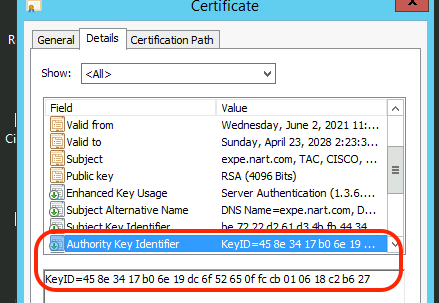 New certificate opened with Windows Certificate Manager