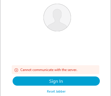 Login Error: Cannot communicate with the server.