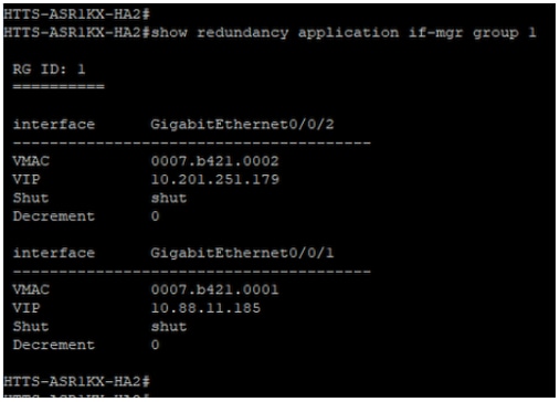 Output of the command 'show redundancy application if-mgr group 1' from CUBE-2.