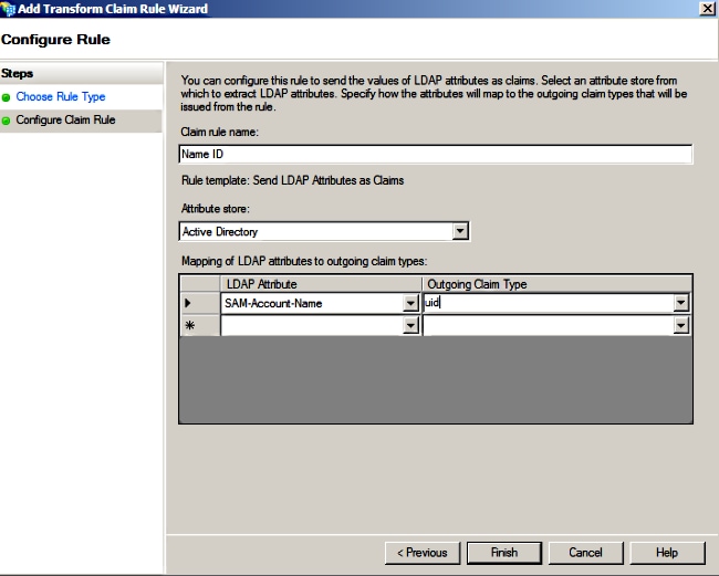 Configure the rule name and template