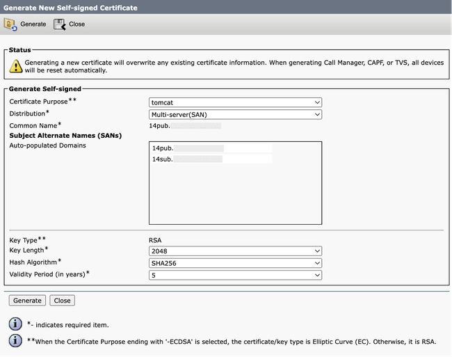 Generate Self-Signed Multi-SAN Tomcat Certificate Screen
