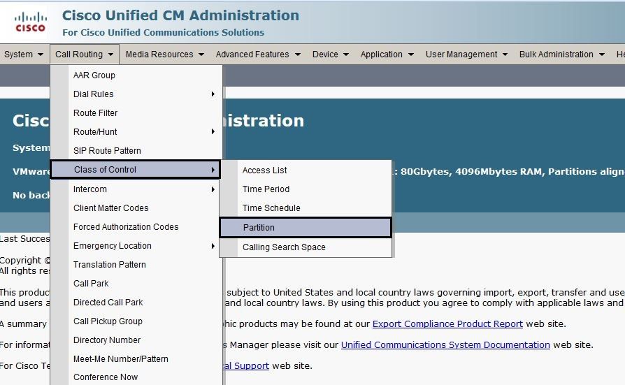 Add a New Partition in Cisco CallManager Administration for Call Routing Configuration
