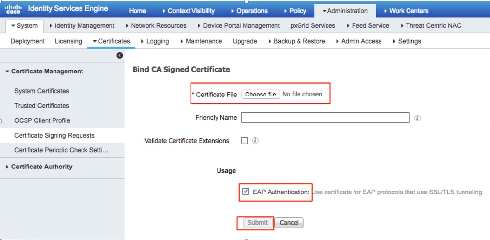Bind CA Signed Certificate on ISE