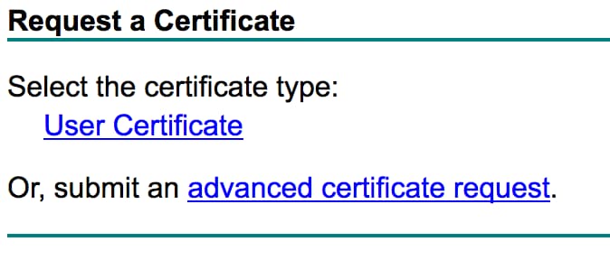 Windows CA server certificate request