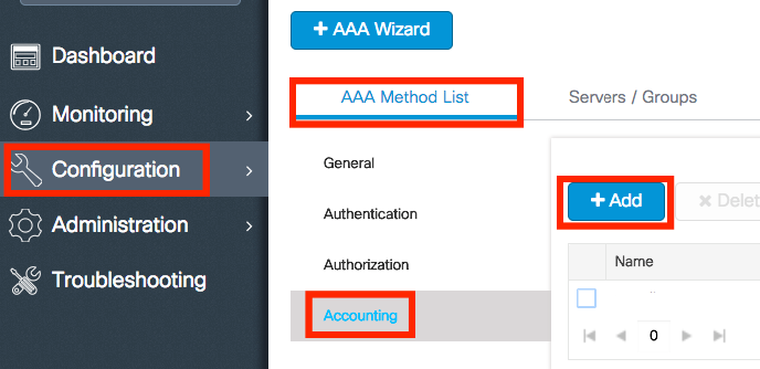 CWA: Configure AAA Accounting Method
