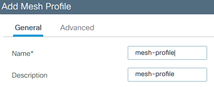Configurações gerais do perfil Mesh