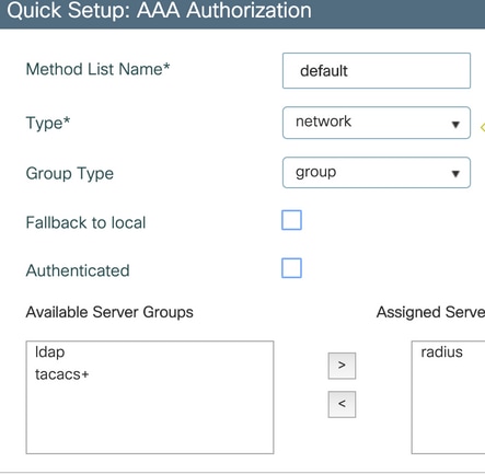 AAA authorization network