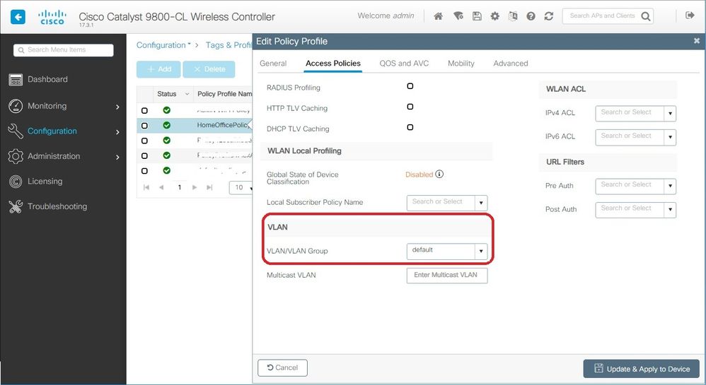 Configure AP as an OEAP-Link WLAN and Policy profile