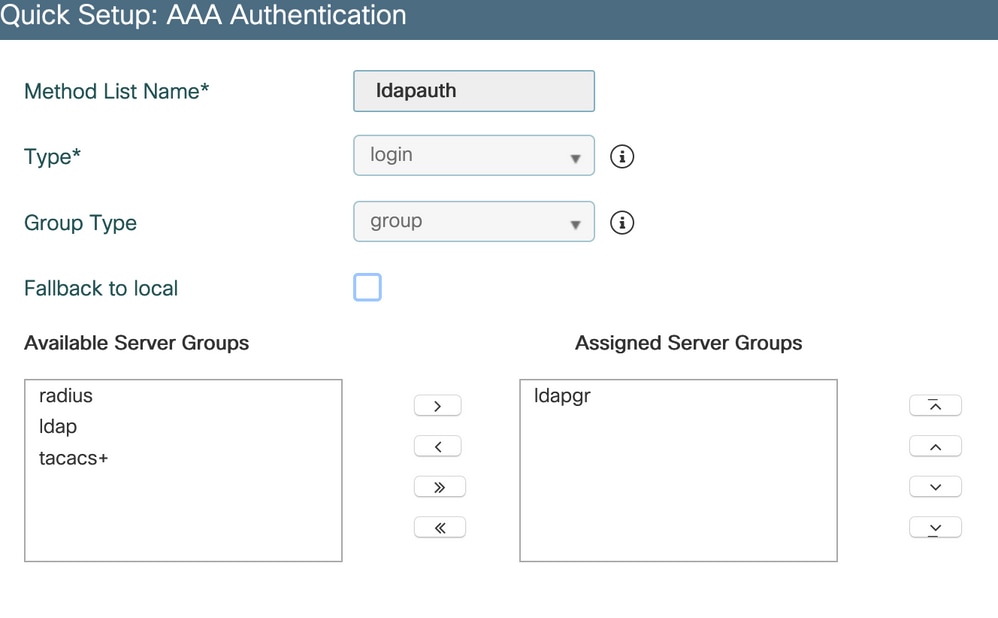AAA authentication login method configuration