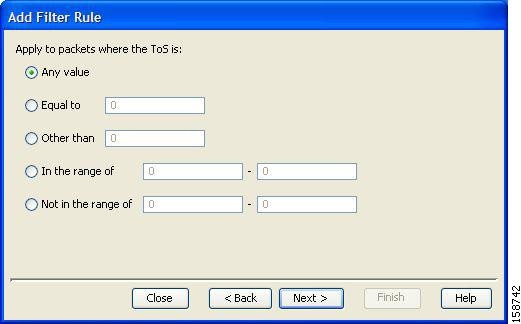 ToS screen of the Add Filter Rule wizard