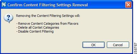 Confirm Content Filtering Settings Removal dialog box