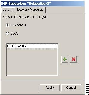 Edit Subscriber dialog box - Network Mappings tab