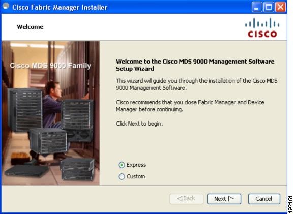 Cisco Fabric Manager Software Install Wizard