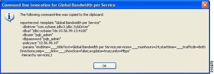 Command line invocation for Global Bandwidth per Service #1