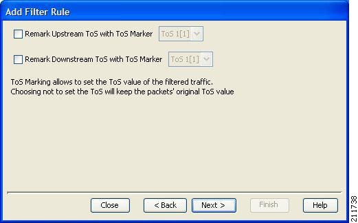 ToS Marker screen of the Add Filter Rule wizard