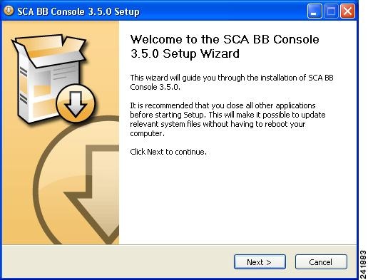 Welcome view of the SCA BB Console 3.1.0 Setup Wizard