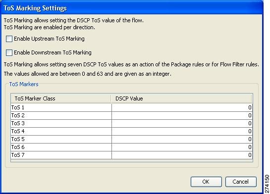 ToS Marking Settings dialog box
