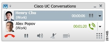 Shows the conversations window with two calls.
