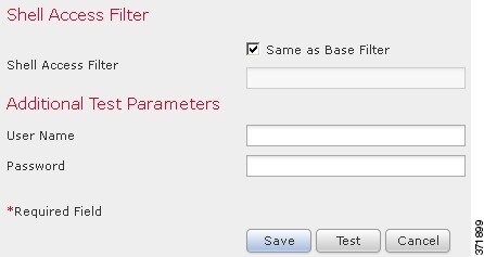 Screenshot of the Shell Access Filter settings.