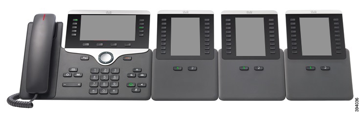 带有三个 Cisco 8800 IP 电话按键扩展模块的 Cisco 8861 IP 电话