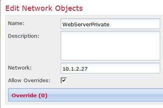 プライベート アドレスを定義するネットワーク オブジェクト。