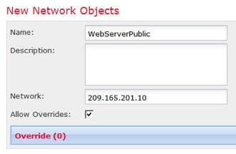 Network object defining public address.