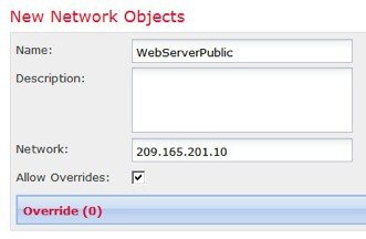 パブリック アドレスを定義するネットワーク オブジェクト。