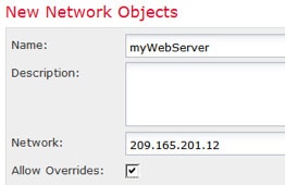 Network object defining the outside web server address.
