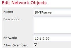 SMTP サーバー アドレスを定義するネットワーク オブジェクト。