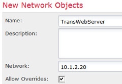 Network object defining the translated web server address.