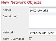 DMZ ネットワーク 1 アドレスを定義するネットワーク オブジェクト。