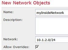 内部ネットワーク アドレスを定義するネットワーク オブジェクト。
