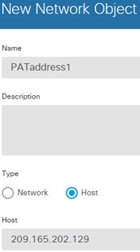 PATaddress1 のネットワーク オブジェクト。
