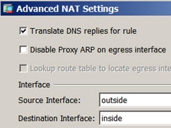 DNS リライトが有効な NAT46 ルールの詳細オプション。