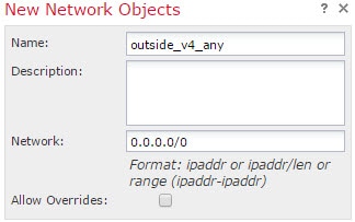 NAT64 outside_v4_any ネットワーク オブジェクト。
