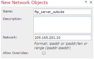 ftp_server_outside ネットワーク オブジェクト。
