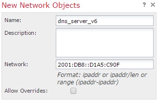 dns_server_v6 ネットワーク オブジェクト。