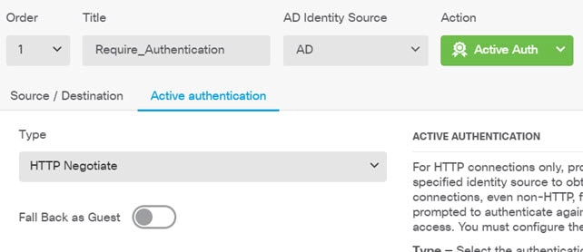 Active authentication identity rule.