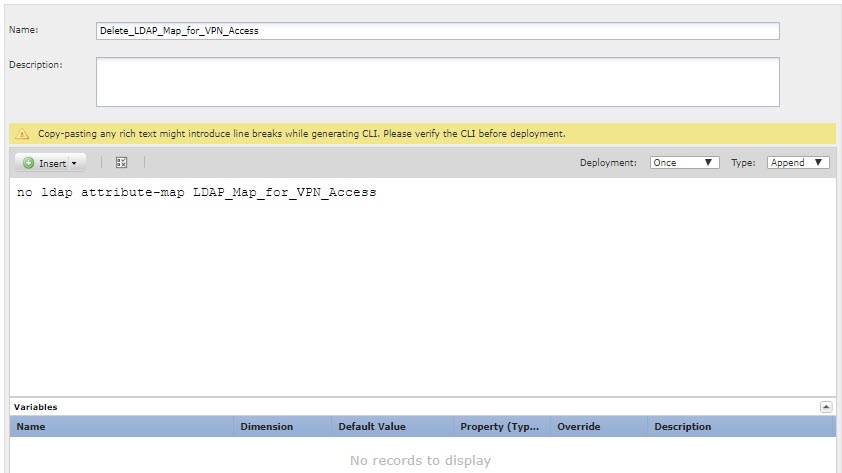 LDAP 属性マップを削除する FlexConfig オブジェクト。