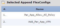 FlexConfig オブジェクトリスト。