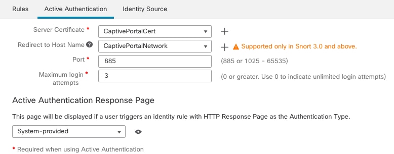 You can redirect captive portal users to a network object you previously configured.