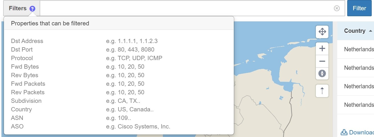 Options for filtering neighborhood data