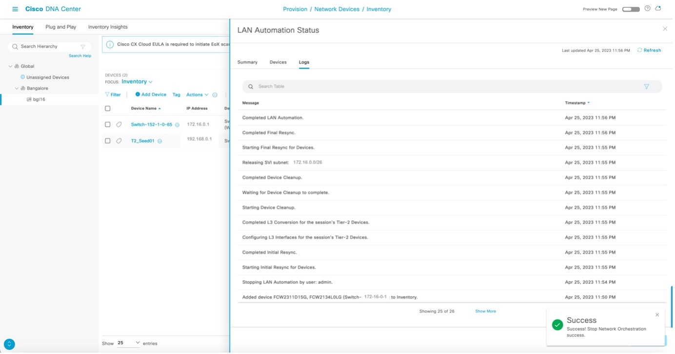 LAN Automation Logs