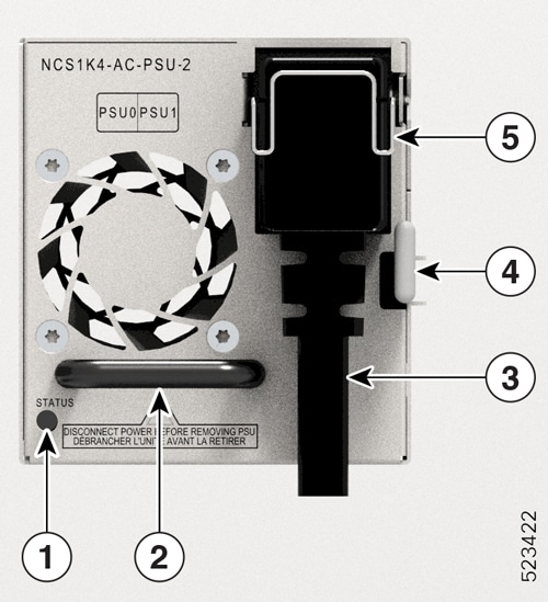 This image shows the NCS1K4-AC-PSU-2 PSU components