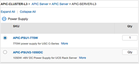 APIC server power options