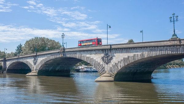 London bus on bridge