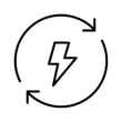 Icon representing two arrows in a circle with a lightning bolt shape in the middle