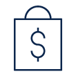 Investment shown by bag with dollar sign icon