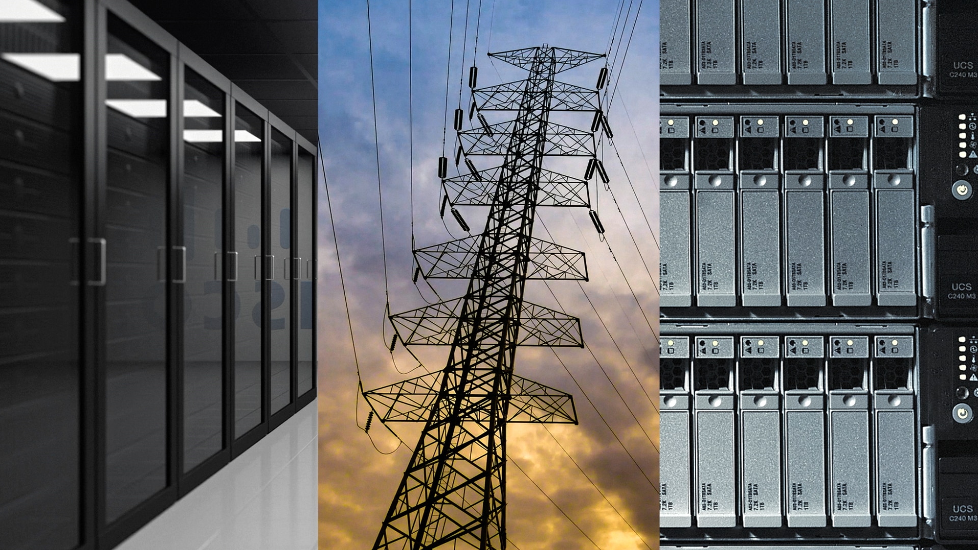 Serverraum, Stromverteilerturm und Cisco Netzwerkausrüstung