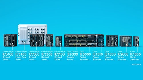 A video still showing a selection of Industrial Ethernet switches